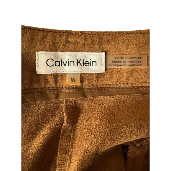 Calvin Klein Pants Women's 16 Camel Faux Suede High Rise Ankle Cropped - Picture 7 of 9
